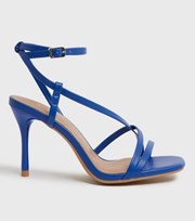 New Look Wide Fit Bright Blue Strappy Stiletto Heel Sandals